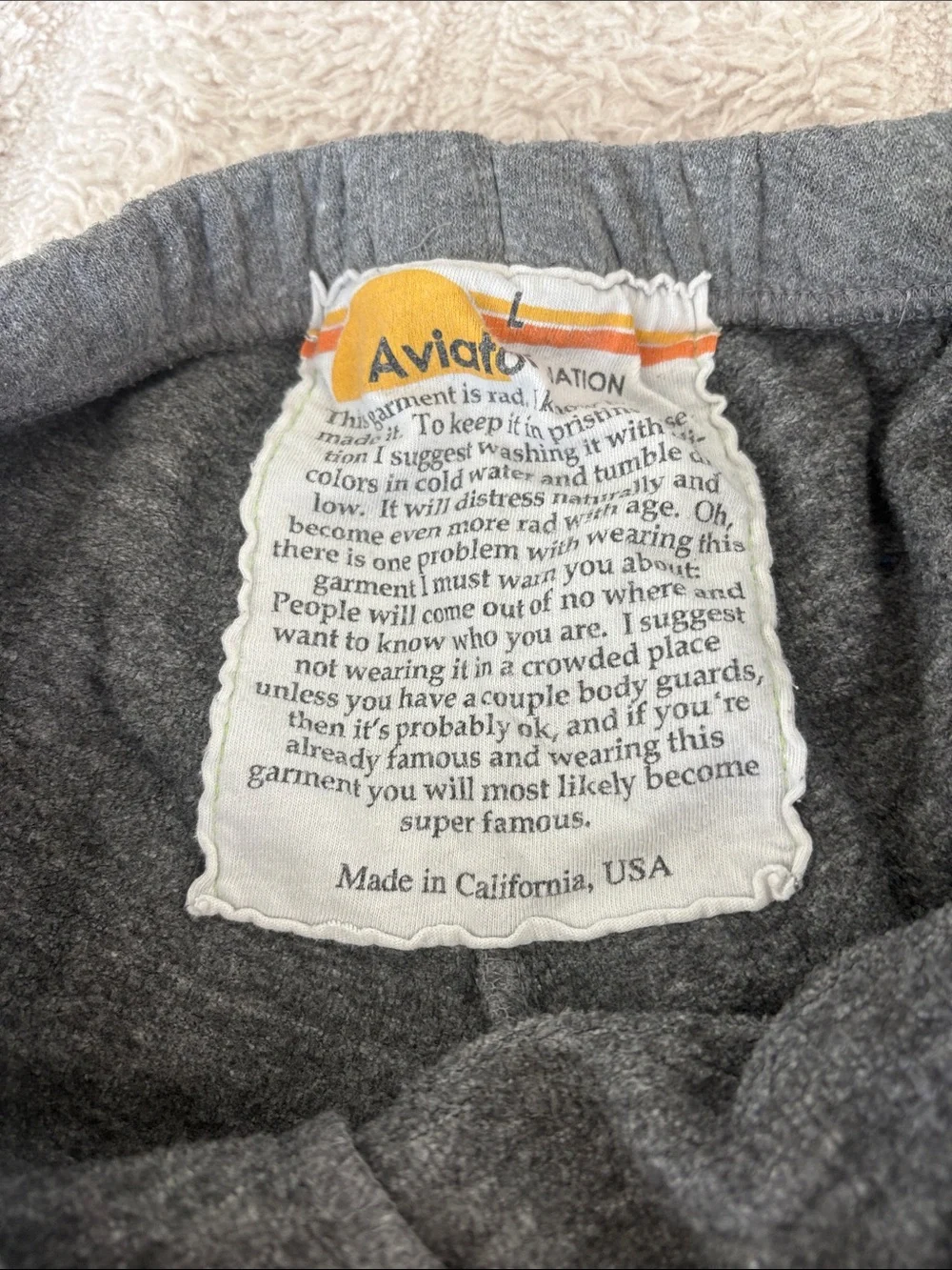 Aviator nation  Grey Sweatpants with Blue Side Stripes size large